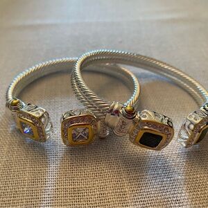 Elegant Silver and Gold Women's Bracelet Set Bundle of Two.